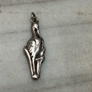 Flamingo Pelican vintage sterling silver pendant